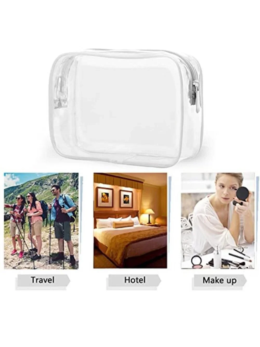 20 Pack Clear Cosmetic Bags Waterproof Travel Toiletry Makeup Zipper PVC Pouches